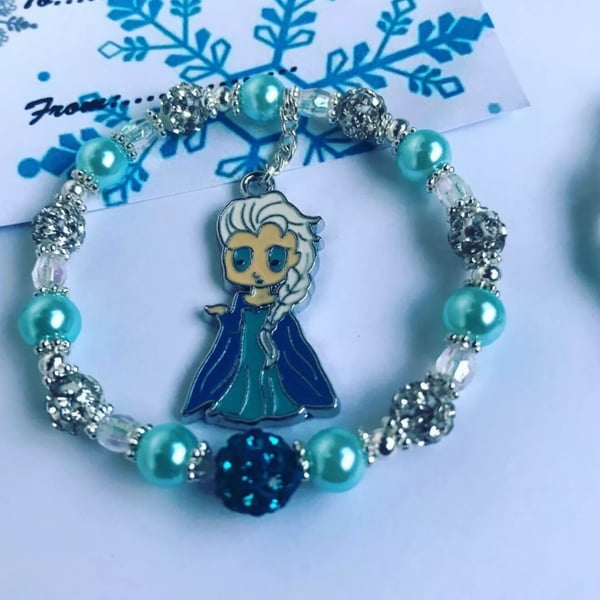 Toddler shamballa turquoise beaded princess charm bracelet 