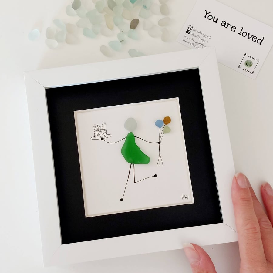 Sea Glass Birthday Art - Quirky and Fun Gift for Her
