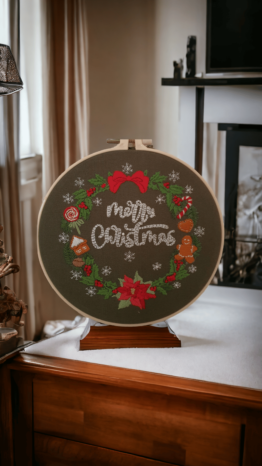 Hand embroidered Christmas wall hanging 