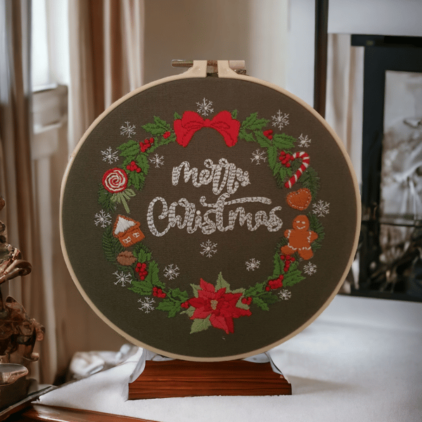 Hand embroidered Christmas wall hanging 
