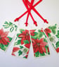 Set of 4 poinsettia Christmas gift tags - Image 1