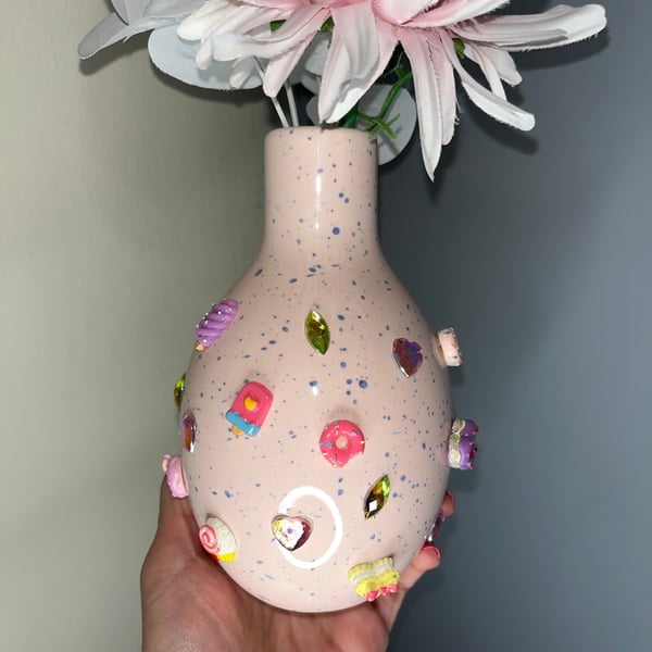 Pink Vase - 3D Candy Rhinestone vase  - flower vase  - Christmas Gift