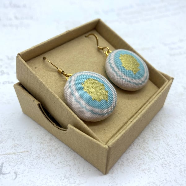 Queen cameo fabric button earrings vintage inspired gifts for her