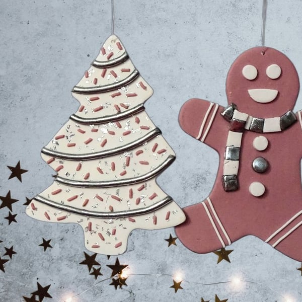 Handmade Christmas Tree Decorations – Blush Pink (Set of 4)