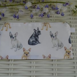 French Bulldogs Pencil Case or Small Make Up Bag.