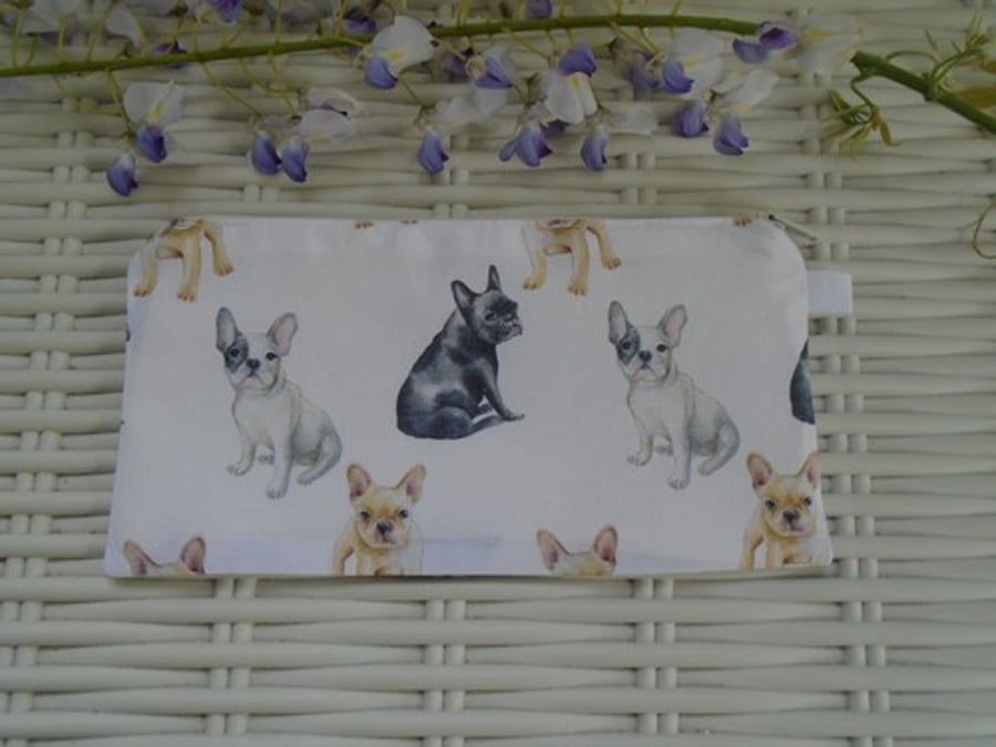 French Bulldogs Pencil Case or Small Make Up Bag.