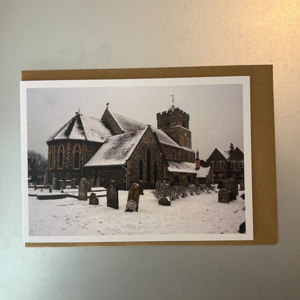 St Leonards in Snow A5 Greeting Card