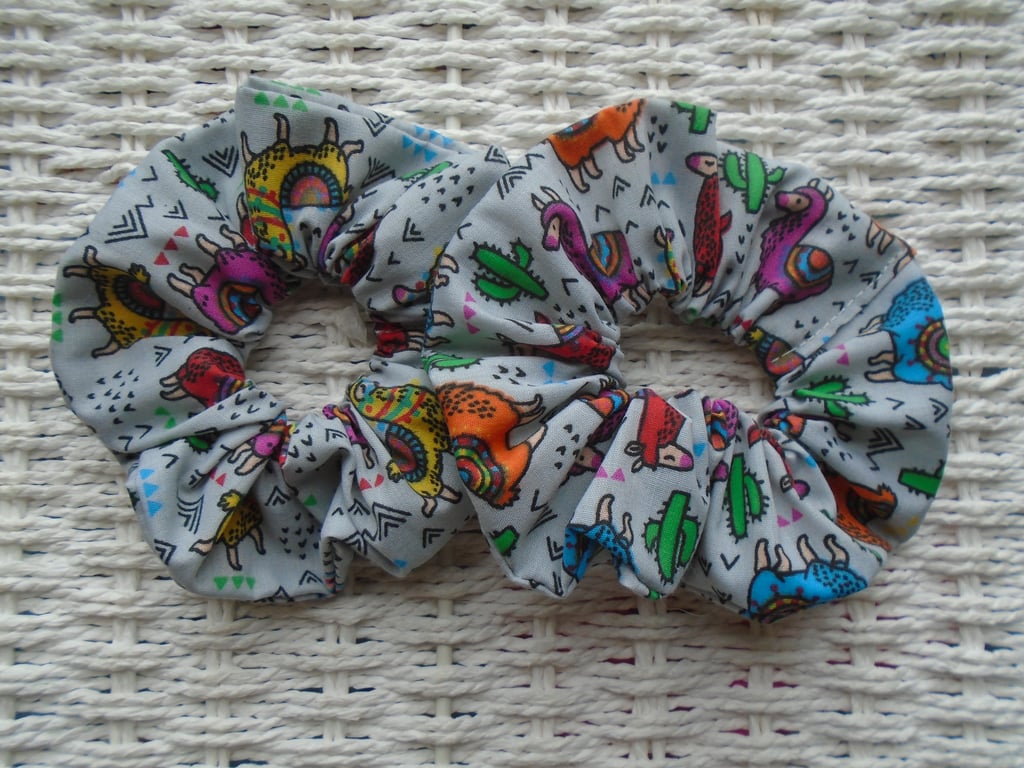 x2 Silver Llama Alpaca Hair Scrunchies 