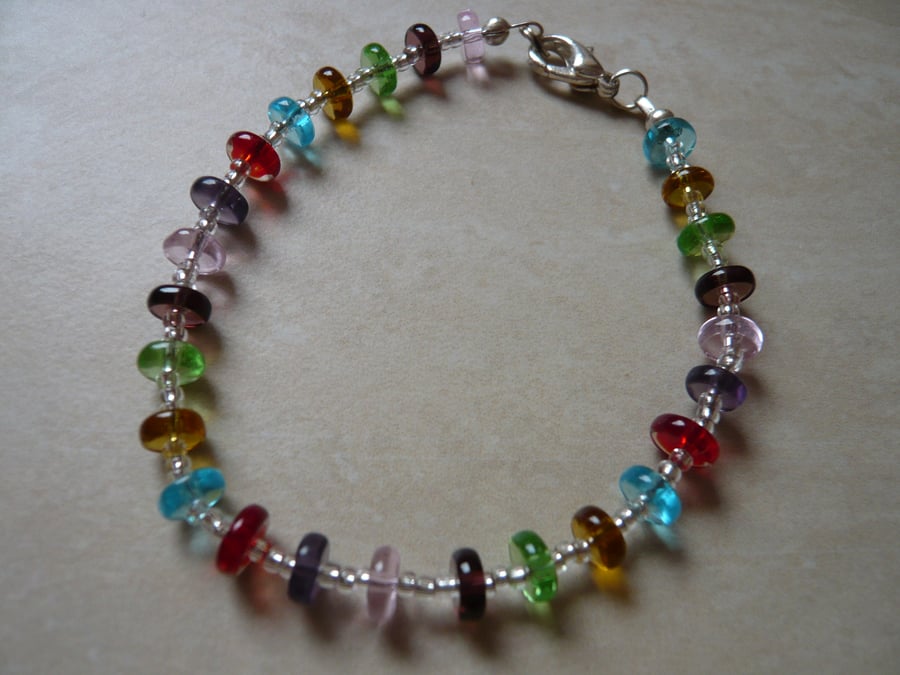 Multi Coloured Rondelle Bead Bracelet