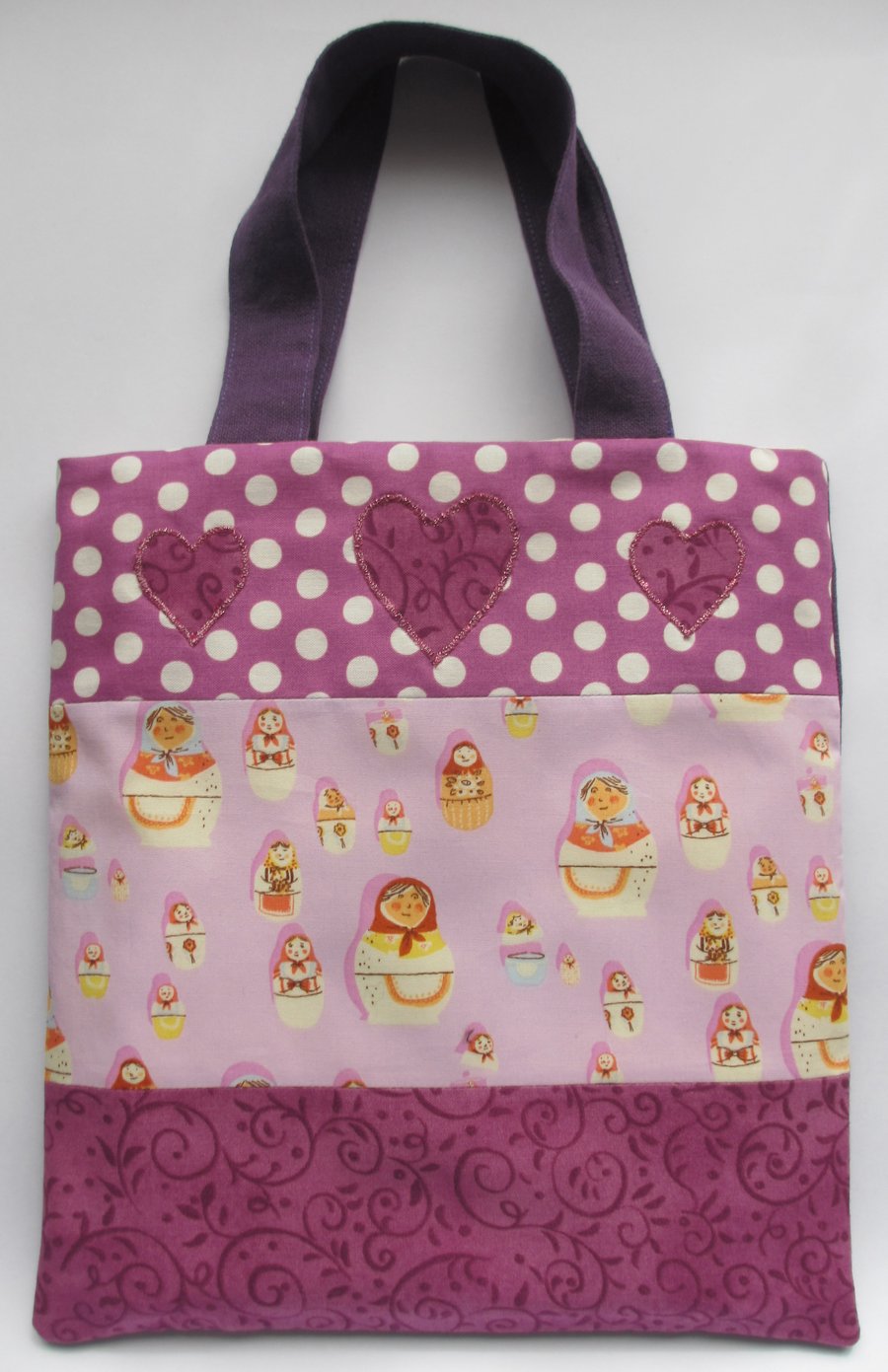 Russian Doll Mini Tote Bag...Pretty in Pink. Child's Tote Bag. Girl's Tote Bag.