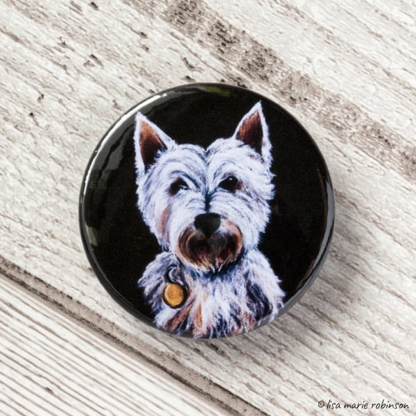 West Highland Terrier Westie Button Badge - 38mm