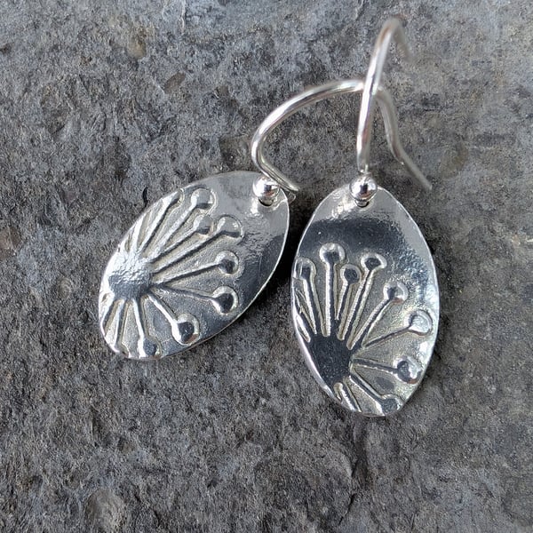 Fine Silver Drop Earrings - Dandelion Clock