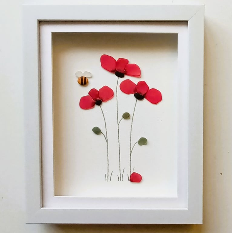 Sea Glass Poppies, Floral Wall Decor, Gifts for Her