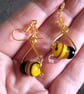 3D Lampwork Glass Bee Gold Plate Dangle Earrings - Image 6