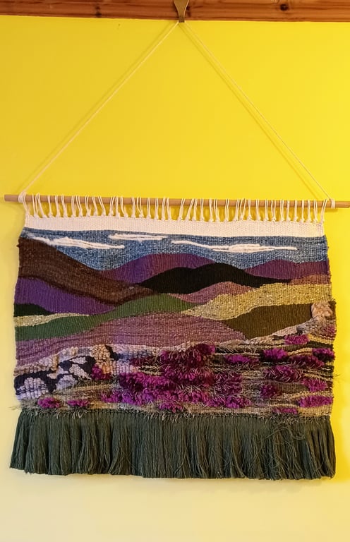 Heather and Hills woven wall hanging