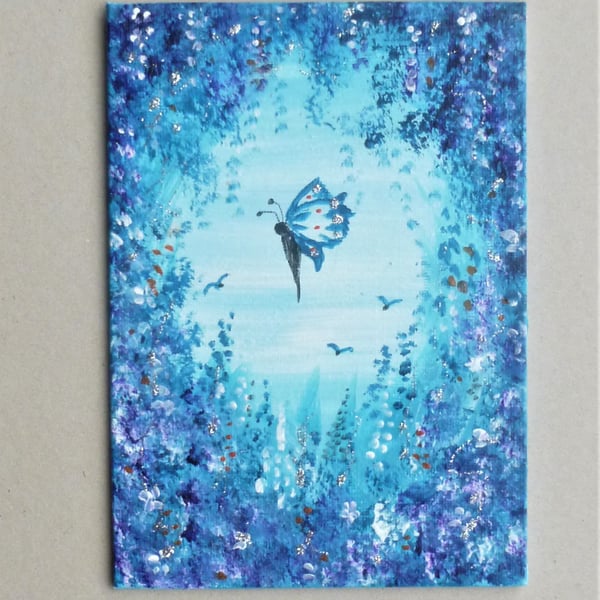 fantasy acrylic butterfly original art painting ( ref F 549.A7 )