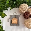 Motorhome Keyring, Wood Campervan Keychain with Gift Bag
