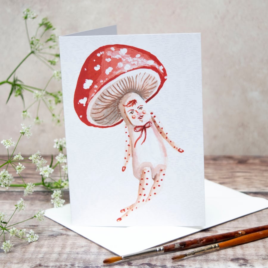 Greeting card, A6. Mushroom man called Wilder. Perfect for any occasion