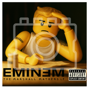 LEGO-Inspired Eminem – “The Marshall Mathers LP” 5x5" Print (Mounted for 9x9" Fr