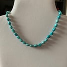 Teal Blue Pearl Necklace - Pearl choker 