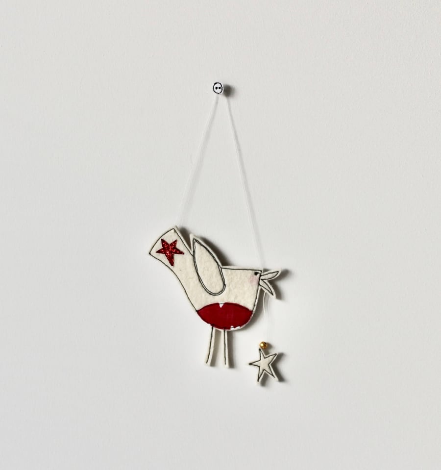 Mr Robin holding a Star - Hanging Decoration