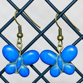 Blue butterfly earrings 