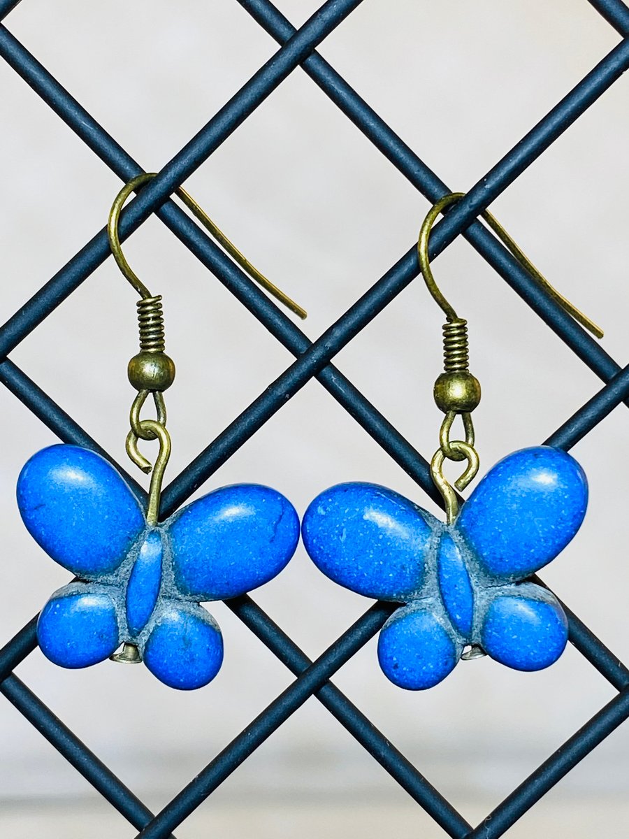 Blue butterfly earrings 