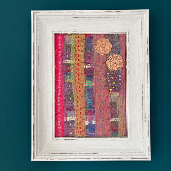 Hand Embroidered Abstract Textile Art One of a Kind 