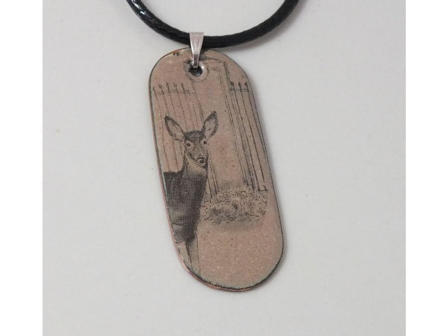 Enamelled pendant with a deer