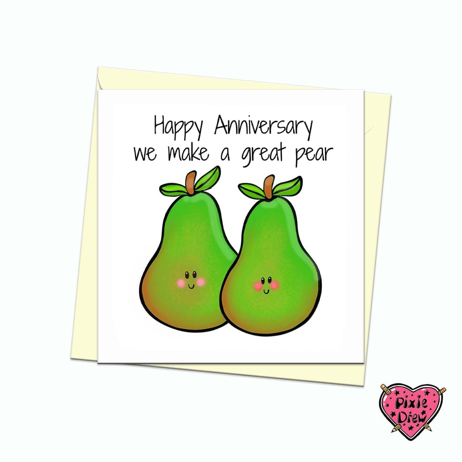 Funny Anniversary card with two pears