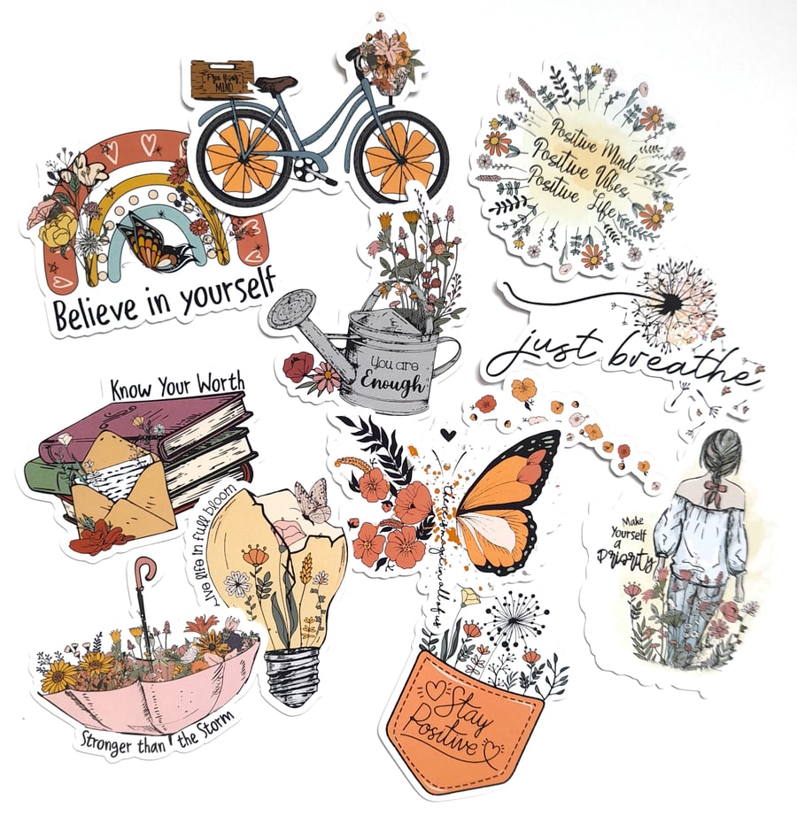 Mindfulness Positive Affirmation die cuts, card topper embellishments