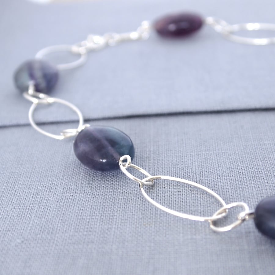 Sterling Silver and Fluorite Short Necklace