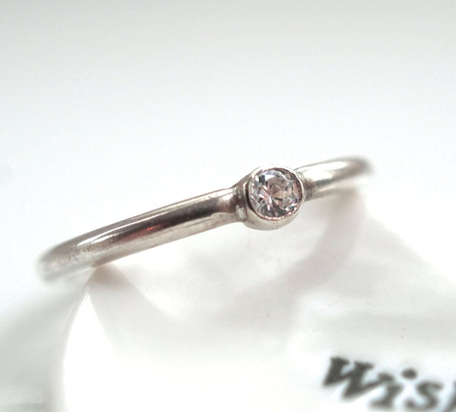 Silver Faceted Gemstone Ring