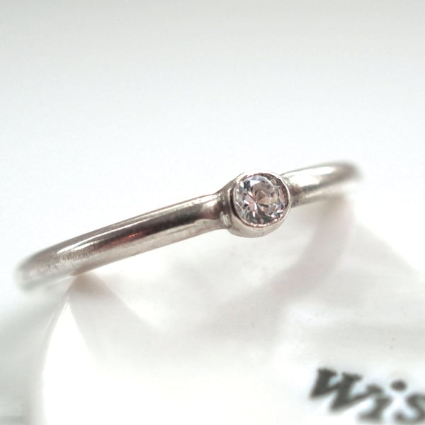 Silver Faceted Gemstone Ring