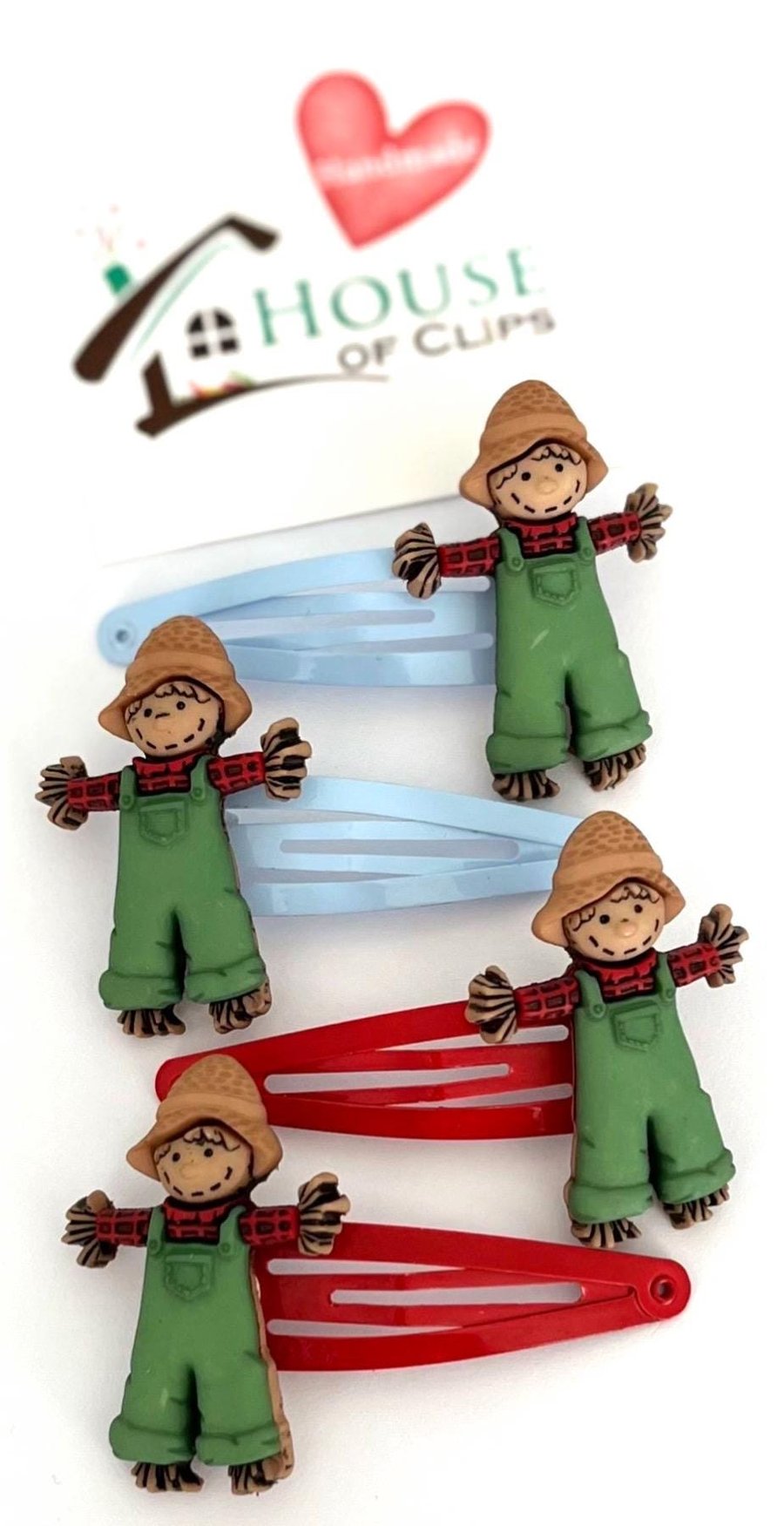 Scarecrow Hair Clips x2 - Autumn Hair Clips - Scarecrow Barrettes - Scarecrow Sn