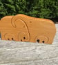 Set of 5 Beech Wood Interlocking Elephants Freestanding Sculpture Satin Finish