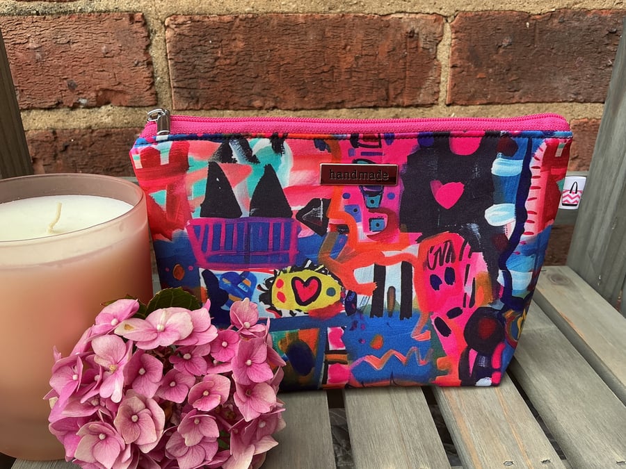 Graffiti Print Multi-coloured Zip Pouch 
