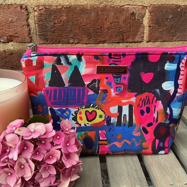 Graffiti Print Multi-coloured Zip Pouch 