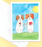 Cute Dogs, heart and flower. Print of Original painting - Image 1