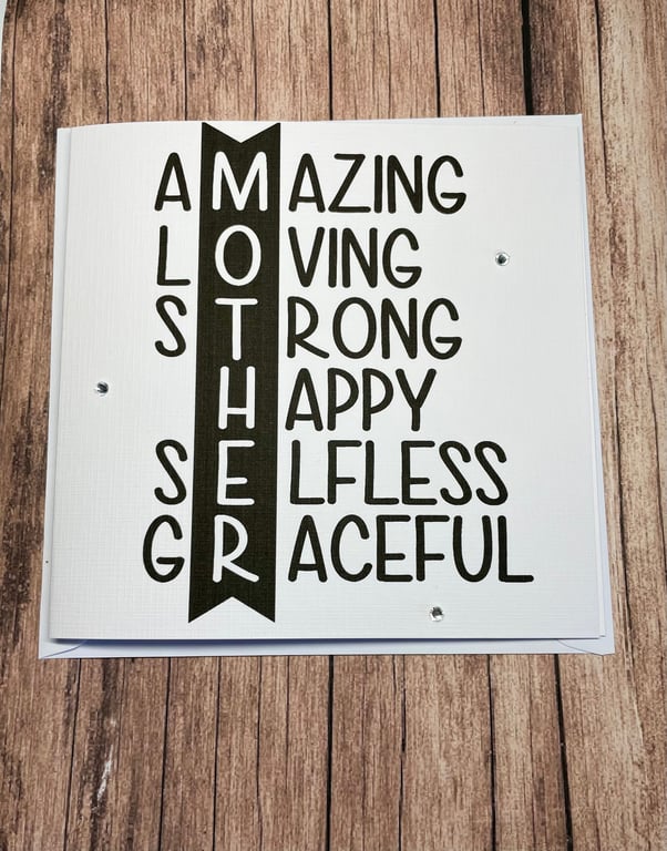 Mothers Day Personalised Card for Mum Happy Mothers Day Amazing Loving Strong