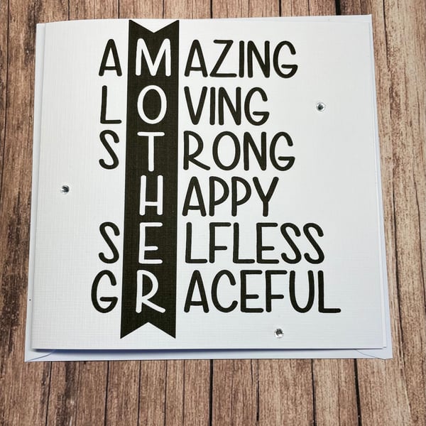 Mothers Day Personalised Card for Mum Happy Mothers Day Amazing Loving Strong