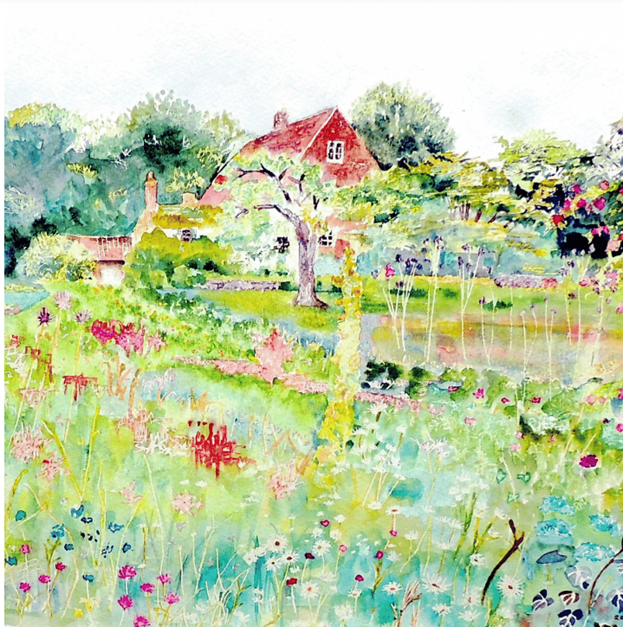 House & Garden Greeting Card from Original Watercolour Painting