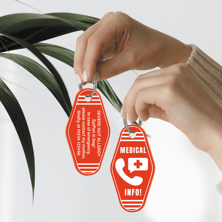 Medical Info Keyring - Phone Icon: Personalised Medical Information Alert