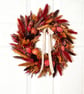 Autumn Brown Red & Orange Dried Wreath 35cm – Harvest Door Decor with Velvet Rib - Image 6