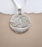 Cat Engraved Sterling Silver Coin Necklace - Image 1