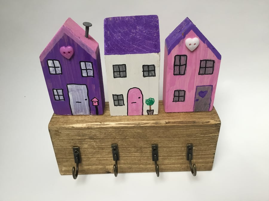  Perfectly imperfect - Key hooks - upcycled, rustic wooden cottages. 