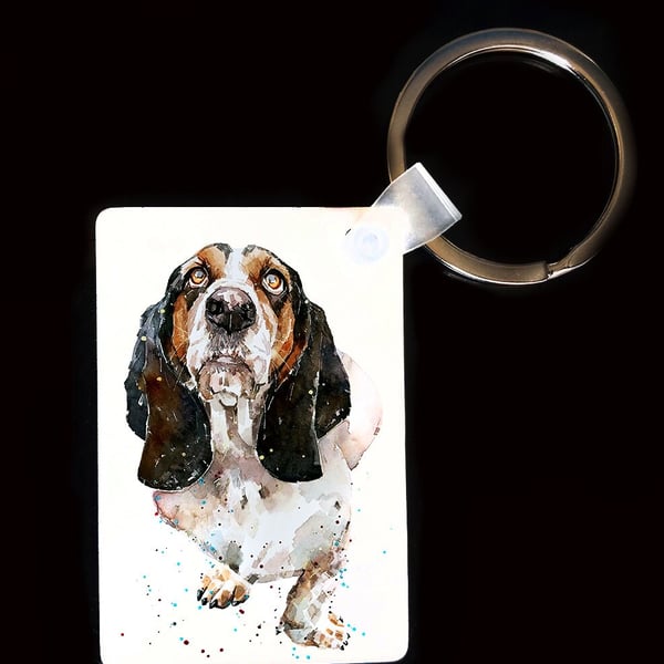 Basset top hound keyring
