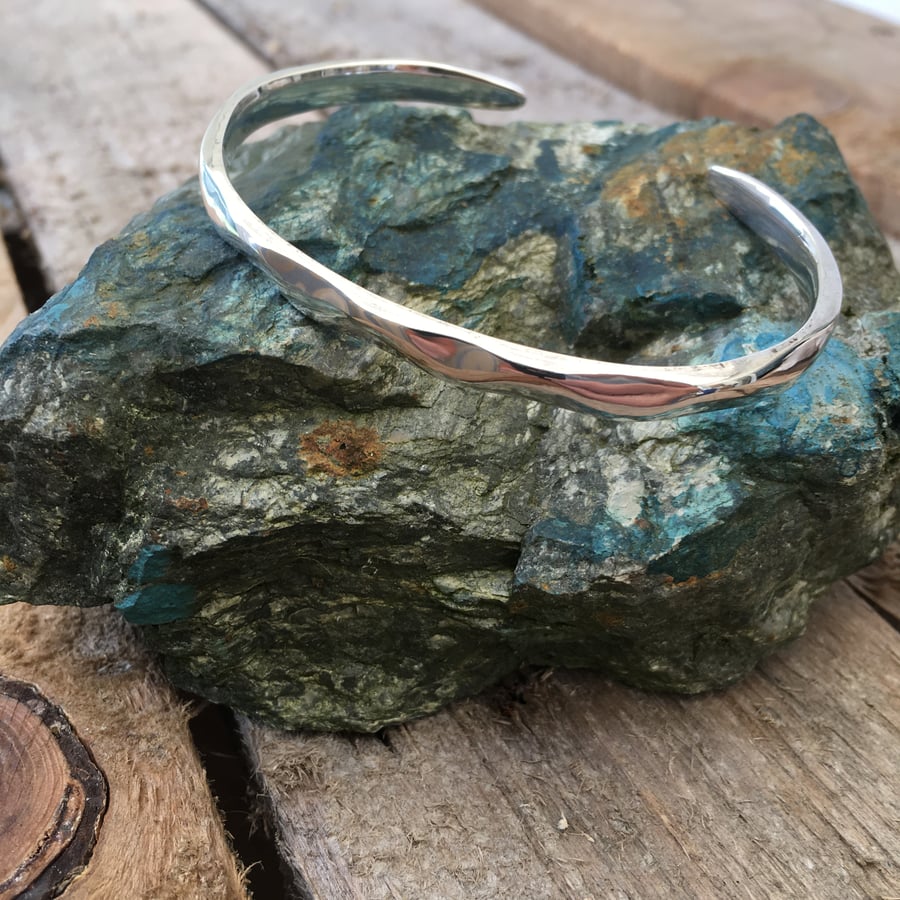 Sterling Silver 'Sand Ripple' Bangle Hallmarked