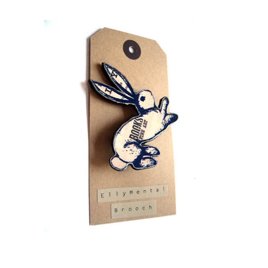 Books Rabbit Brooch by EllyMental Jewellery