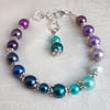 Gorgeous Spirit of the Peacock Beaded Bracelet - Silver tones - Design 1